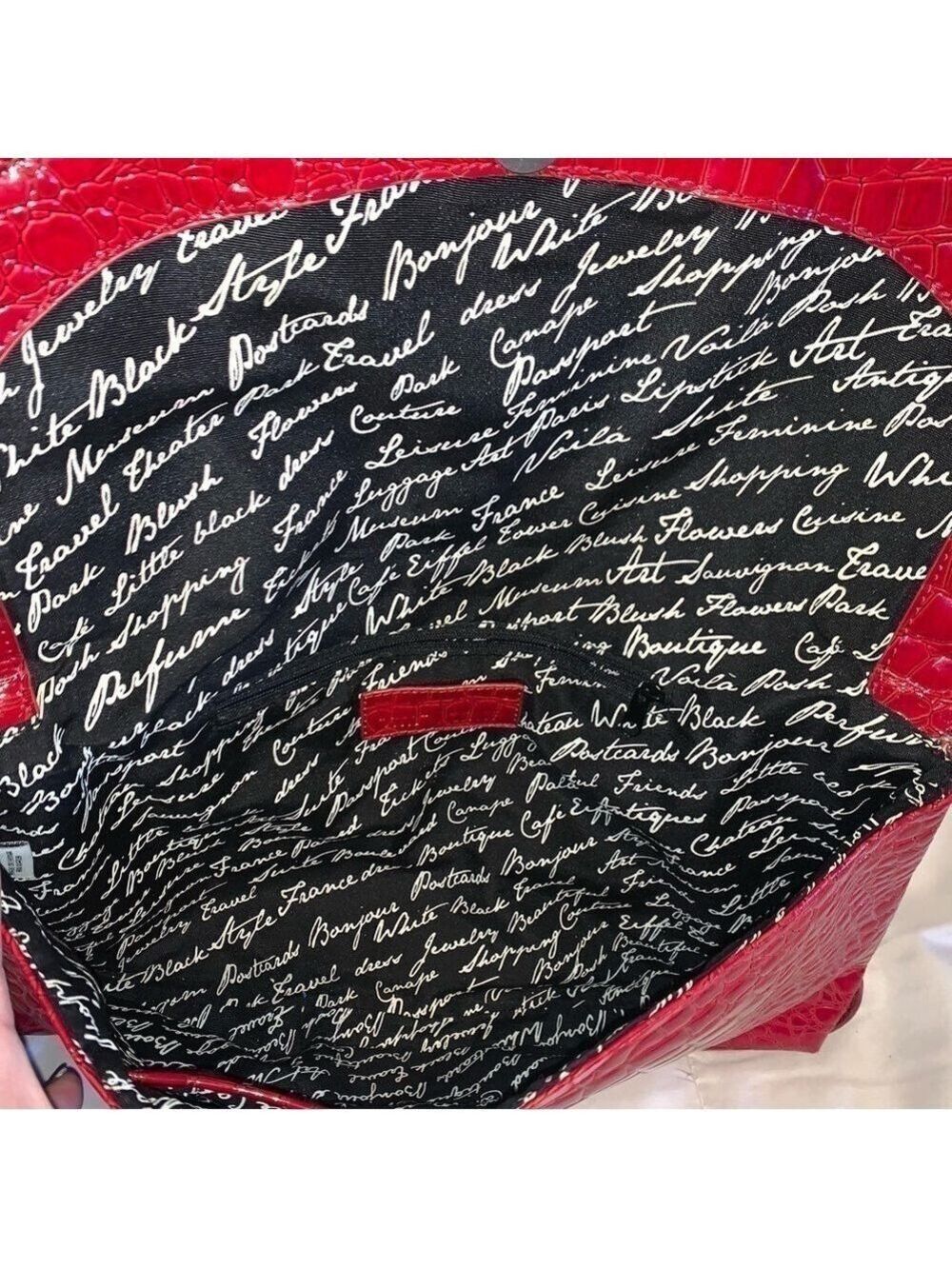 WHITE HOUSE BLACK MARKET Red Croc Embossed Large Clutch - Picture 8 of 8